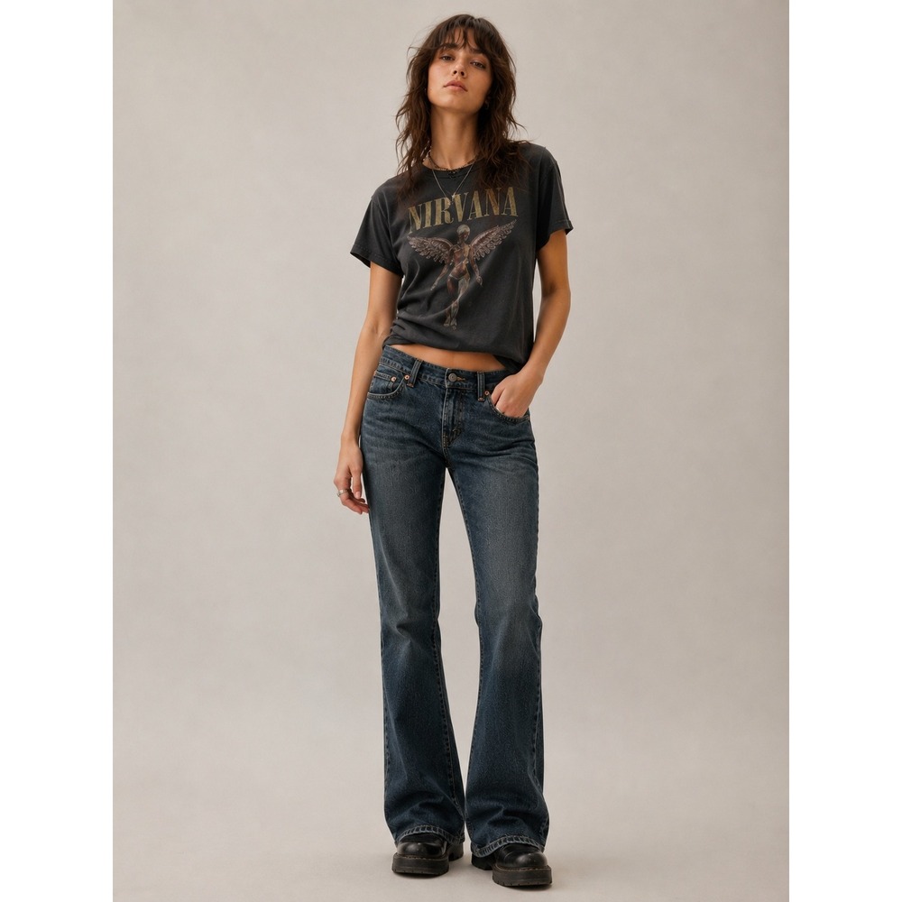 Vintage Levi's Low Flare 542 Women Size 16 Medium Blue Jeans Y2K Boho Indie